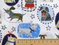 Preview: Patchworkstoff mit Hunden und Zicklein Detailansicht mit Maß